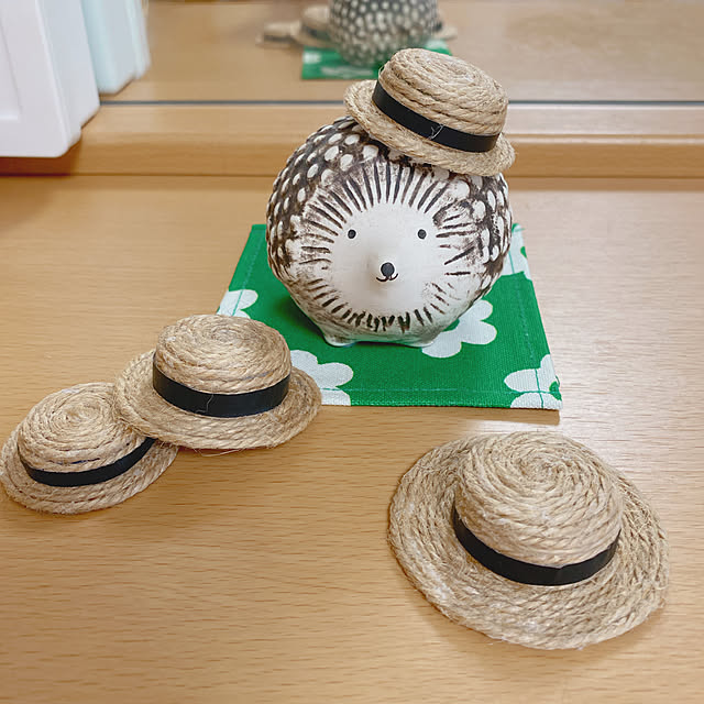 ハンドメイド,ミニミニむぎわら帽子手づくり,10分でできる,北欧雑貨,うまれかわりのハリー,My Desk yukaの部屋