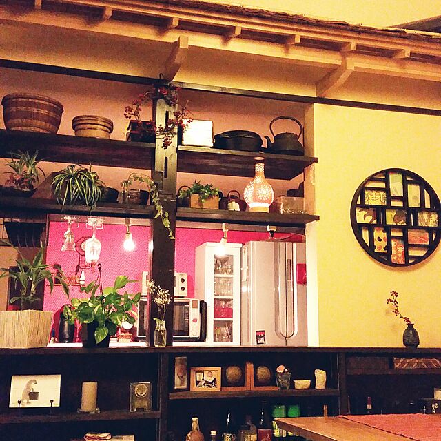 Kitchen,日本家屋,RCの出会いに感謝♡,リノベーション,いいね、フォロー本当に感謝です♡,築44年,ダイソー,和風,和モダン,とっくり一輪挿し,ひょうたんランプ chocoの部屋