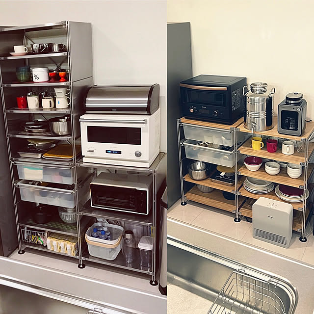 Kitchen,ステンレスユニットシェルフ,無印良品,ビフォーアフター,狭小住宅,シンプル化,シンプルインテリア,シンプリスト,コンパクトな暮らし WestGermanyの部屋