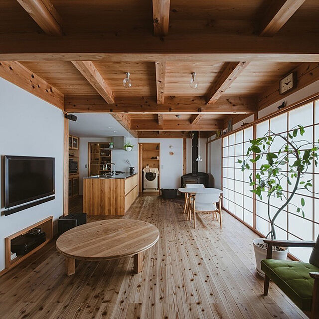 国産木材,カリモク60,薪ストーブ,木のある暮らし,土間のある暮らし,障子のある家,いぬと暮らす,和モダン,漆喰の壁,Overview yukikoの部屋