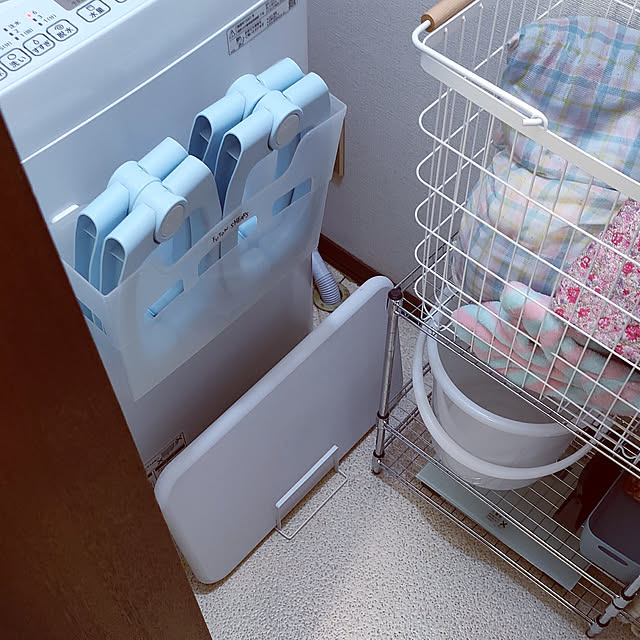 Bathroom,洗濯機まわり,RoomClipショッピング,収納,100均,おうち見直しキャンペーン,賃貸,洗濯機,珪藻土,バスマット,セリア,洗濯ばさみ,ファイルボックス,洗濯かご,バケツ,体重計,ダイソー emaria1226の部屋