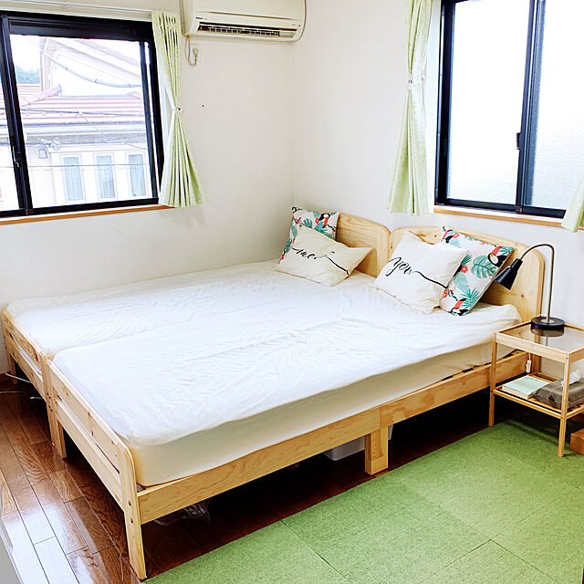 シングルベッド2台,シンプルにしたい,賃貸アパート,ナチュラルにしたい,ふたり暮らし,2DK 賃貸,賃貸暮らし,2DK,寝室,Bedroom,6畳寝室 tantantanukiの部屋