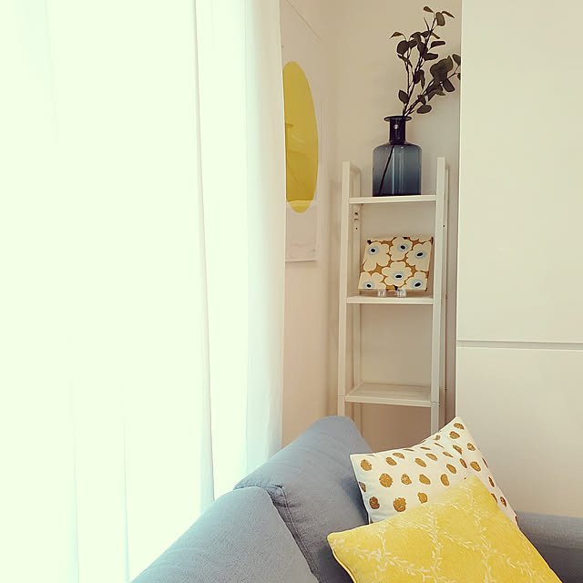 一条工務店,i-smart,オープンラック,LERBERG,レールベリ,北欧インテリア,IKEA,フェイクグリーン,フェイクリーフ,ユーカリ,フラワーベース,marimekko,ウニッコ,ファブリックパネル,アート,花瓶,マリメッコ,フリーデザイン,ニトリ,クッションカバー chocolateeeeの部屋