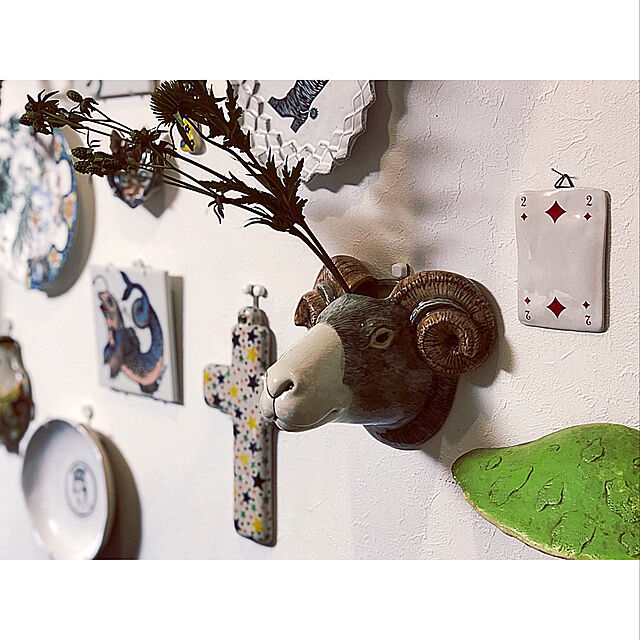 花瓶,フラワーベース,一人暮らし,On Walls,ハンティングトロフィー,アニマルオブジェクト,羊 municoの部屋