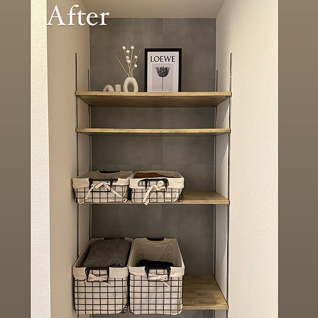 Bathroom,リメイクシート,ダイソー,DIY,ビフォーアフター,DIY初心者,脱衣所収納棚,建売住宅,建売感を消したい…,ダイソーリメイクシート,建売を自分好みに♡,可動棚DIY,建売をオシャレにしたい,玄関ディスプレイ,プチプラインテリア,韓国インテリア,洗面所DIY Manaaaaaaの部屋