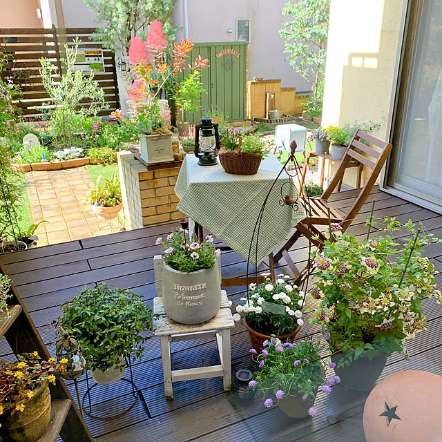 Entrance,クレマチス,スモークツリー,DIY庭,わたしの休日のすごし方,プランター,ウッドデッキ,寄せ植え,ガーデン雑貨,花のある暮らし,ガーデニングが好き,山善スチール物置 chisaの部屋