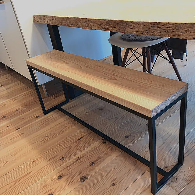ベンチ,かなでもののある暮らし,クロガネモチ,一枚板テーブル,ダイニング,My Desk,オーダー家具,KANADEMONO maru_3919の部屋