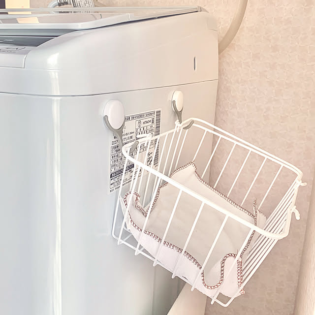 縦型洗濯機,糸くずネット,ワイヤーかご,セリア,新生活,Bathroom,デッドスペース活用,セリアのかご,ランドリールーム koko_hikaの部屋