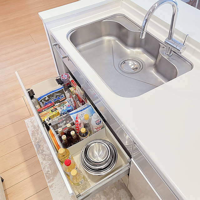 Kitchen,中古マンションリノベーション,マンションリノベーション,伸縮式,引き出しの中,シンク下,収納ボックス,キッチン収納,引き出し収納,整理整頓,収納アイデア,掃除しやすく,ニトリ,すっきり暮らしたい,すっきりとした暮らし,必要最低限の暮らし LiLiy.coCoの部屋
