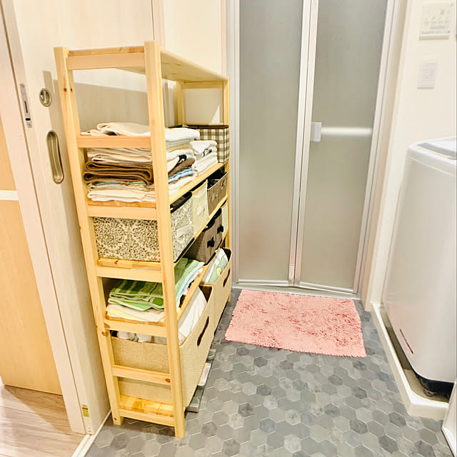 タオル収納,生活感丸出し,水回りの収納,無印良品 収納,26cm,かご収納,隙間収納,Bathroom Justinaの部屋