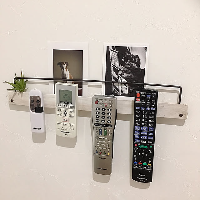 On Walls,収納アイデア,フェイクグリーン,壁面収納,ポストカードディスプレイ,リモコン置き場,アイアンバー,セリア,リモコン収納,長押し,DIY Sumiの部屋