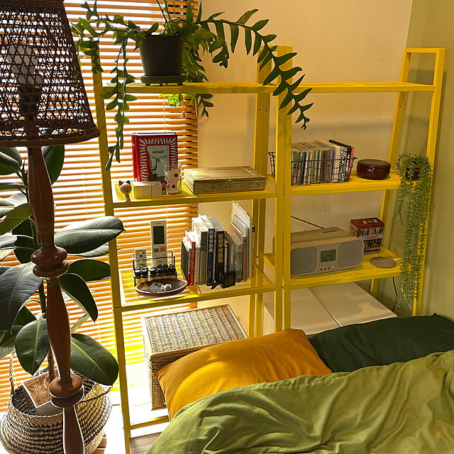 My Shelf,ベッド周り,観葉植物,IKEA,カラフル,カフェ風,北欧,照明,SHEIN,雑貨 ndmynwkの部屋