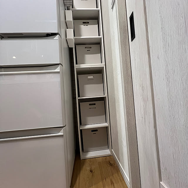 Kitchen,パントリーDIY,ミニパントリー,コーナン,ナチュラル,DIY,ニトリ,キッチン収納,デッドスペース　隙間収納 asahinahomeの部屋