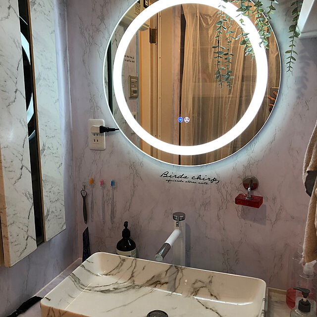 Bathroom,洗面台DIY,ミルオ君のLEDミラー,ミラー交換,プチプラ改造 kanaの部屋