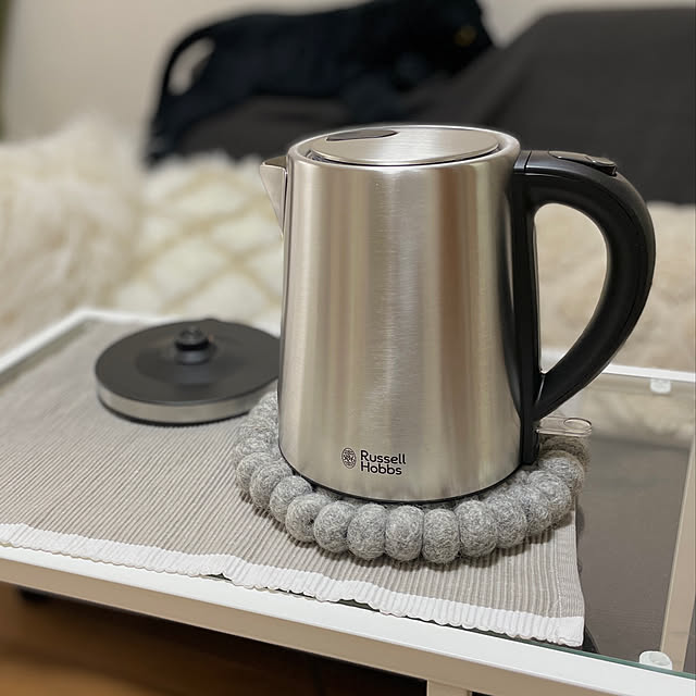 Russell Hobbs ケトル,Russell Hobbs,ポット,電気ケトル,ケトル,モノクロ,一人暮らし,シンプルインテリア,RoomClipショッピング,1K,おうち見直しキャンペーン,Kitchen sayaの部屋