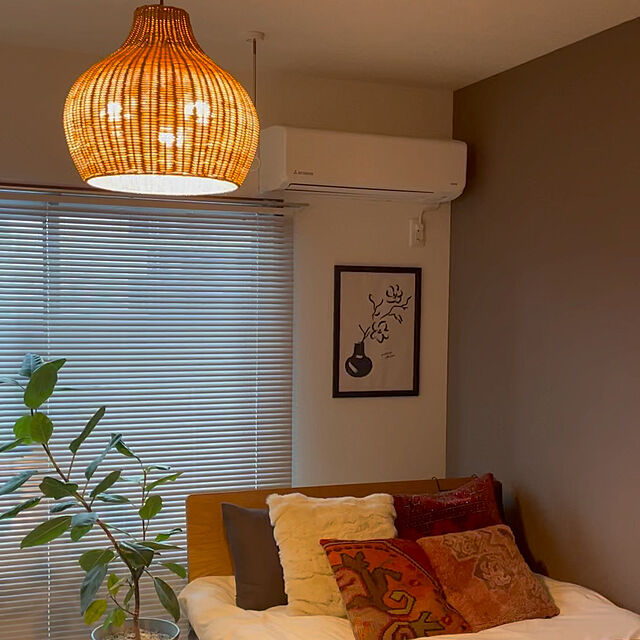 Bedroom,ボヘミアンインテリア,観葉植物,ニトリ,一人暮らし,アンティーク,照明 unaの部屋