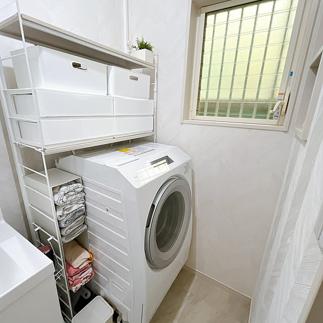 洗濯機まわり,ホワイトインテリア,リフォーム,リフォーム完成,狭小洗面所,Bathroom kuuaの部屋