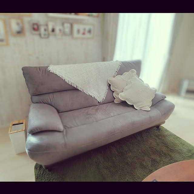 Lounge,ソファ,新しいソファー購入,雰囲気かわる,楽天で買ったもの,クッションカバー,クッション,スカラップキルト,座り心地も最高です♡,おきにいり♡,リラックススペース ha7ka7mamaの部屋
