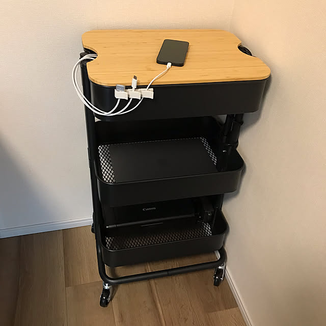 My Shelf,充電コーナー,充電ステーション,ナチュラル,IKEAワゴン,在宅ワーク,在宅ワークスペース,テレワーク デスク sakuraの部屋