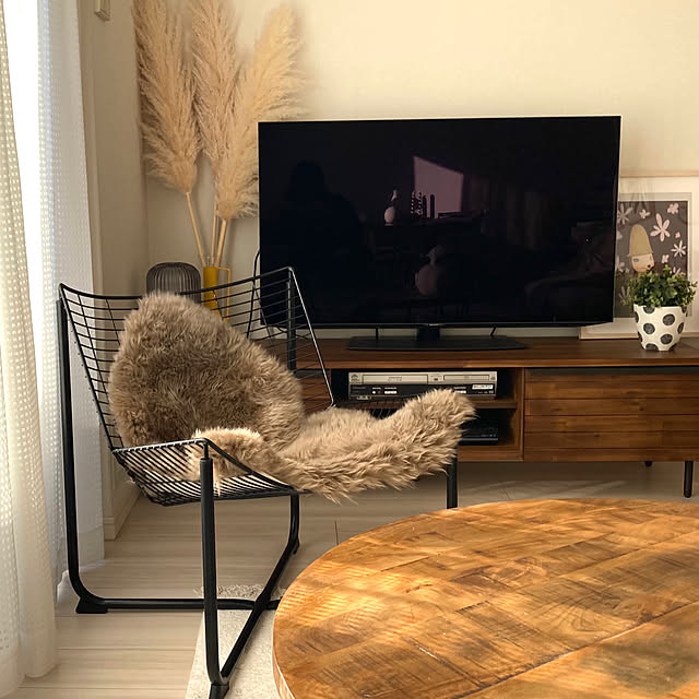 Lounge,椅子,noce,IKEA,unico,観葉植物のある部屋,IKEA フェイクファー,IKEA SKALBODA,絵のある暮らし Rio333の部屋