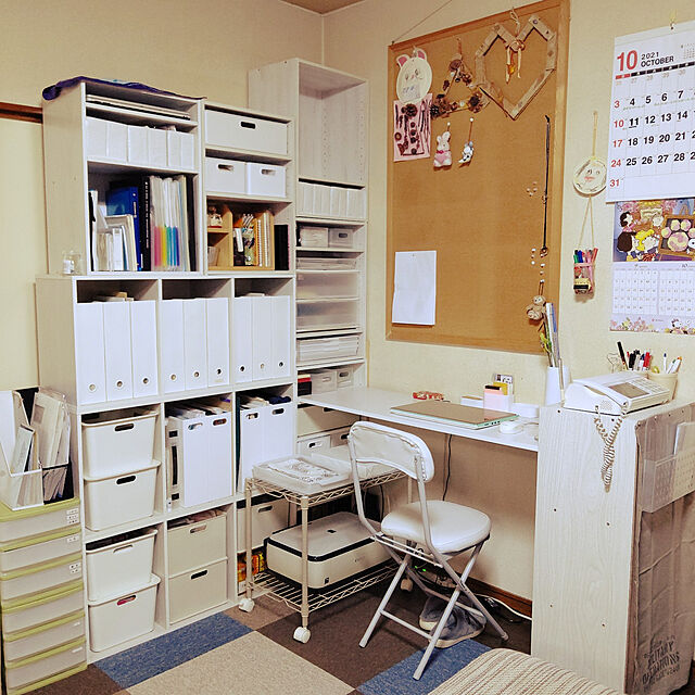 My Desk,カラボ収納,ワークスペース,ニトリの折りたたみチェア,ホームセンター”ナフコ”のカラボ mikoの部屋