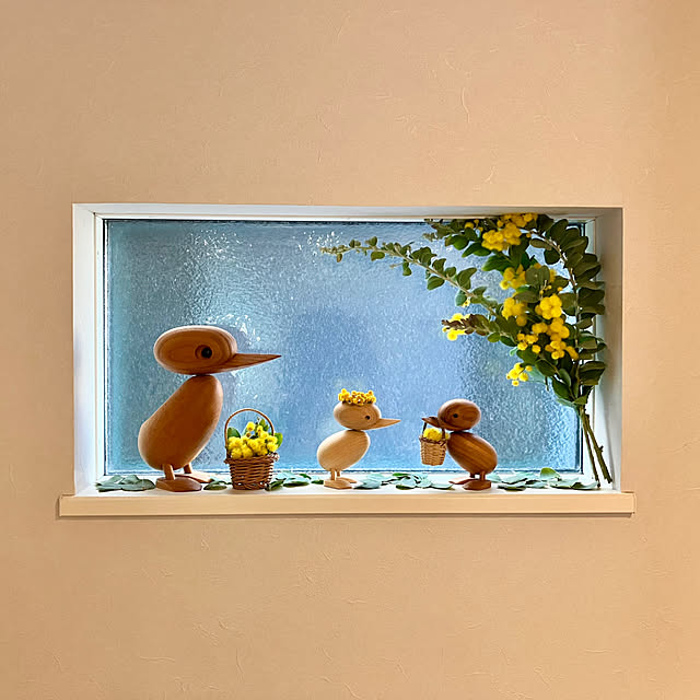 窓辺のインテリア,癒し,ナチュラルインテリア,コメントお気遣いなく♡,ミモザ,パールアカシア,ハンス・ブリング ダック,FIX窓 yoppiの部屋