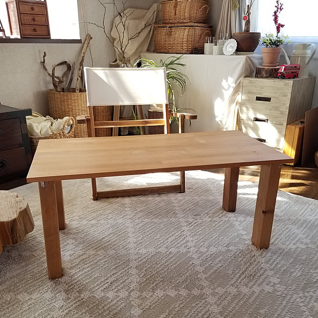 My Desk,木が好き,観葉植物のある暮らし,かご大好き,つくえDIY,木製折り畳みチェアー,流木,カメラマーク消し midoriの部屋
