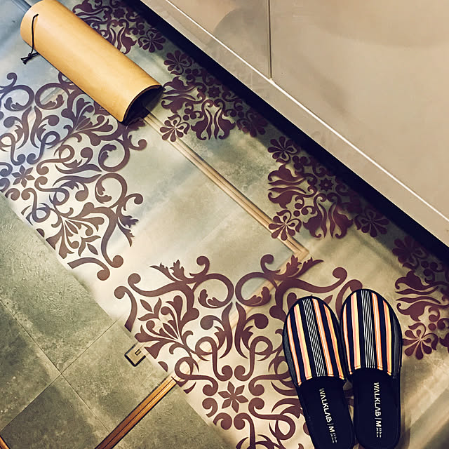 Kitchen,50cm✖️180cm,ディノス,良い物見つけた,シートはズレない,スリッパ,ふみ竹,チョットお洒落に,アラベスク柄,家の中での怪我が多い,躓き防止,マットからシートに,キッチンシート happy-sachiの部屋