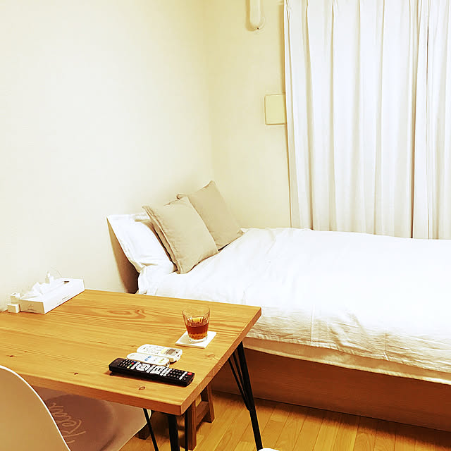 一人暮らし,ナチュラル,ニトリ,収納付きベッド,セミダブルベッド,無印良品,Bedroom karashuの部屋