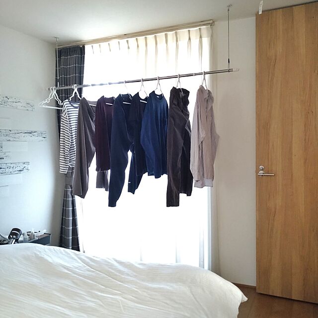 Bedroom,乾燥対策,寝室,洗濯物干しスペース,ホスクリーン,山善,ドリームクッションパネル,衣類乾燥 yukoの部屋