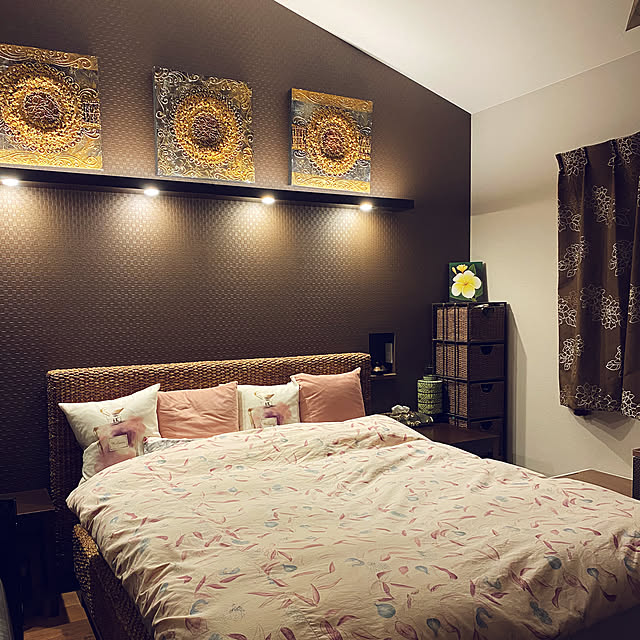 アクセントクロス,バリ風,ホテルライク,アジアンリゾート,リゾートホテル風,Bedroom Ba-Beeの部屋