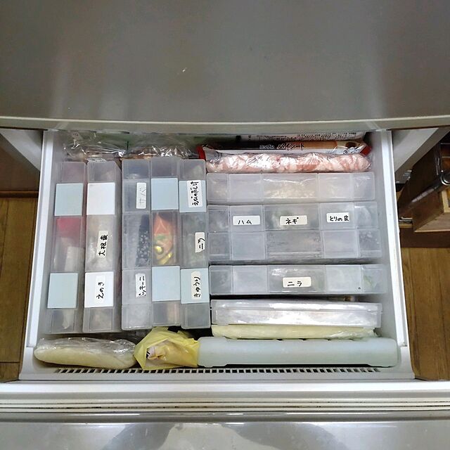 Kitchen,食材ストック,冷凍庫収納,冷凍庫内は食材を立てて収納 kokiaの部屋