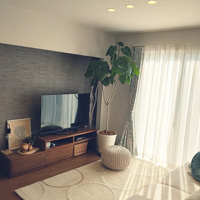 Lounge,ラグ,観葉植物,スタンドライト,イケア,テレビ台,北欧雑貨,テレビボード,エコカラット,北欧,シュガーパイン,プフ,ウンベラータ,リサ・ラーソン,暮らしを楽しむ,植物のある暮らし,白くま貯金箱,心地よい暮らし,プフスツールブレイド,好きなものに囲まれて暮らす,桜屋工業 tan5の部屋