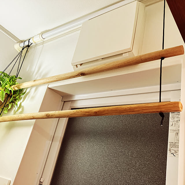 Bathroom,もやい結び,吊り下げハンガー,吊り下げ,タオルバー,タオルハンガー,賃貸,ナフコ,DIY初心者,ヒオリエ ビッグフェイスタオル,タオルかけ,脱衣所,観葉植物 mkwの部屋