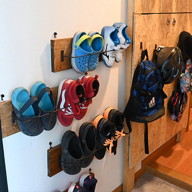 靴収納,DIY,セリアアイアンバー,Entrance,簡単DIY chicchiの部屋