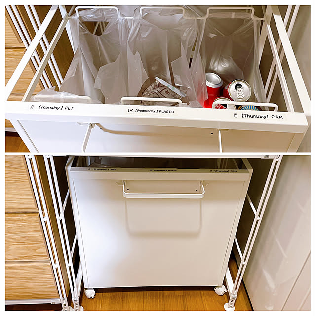無印良品 ユニットシェルフ,無印良品,ゴミ箱収納,towerシリーズ,ピータッチキューブ,Kitchen Fuucaの部屋