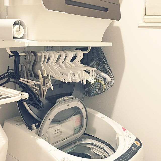 ハンガー収納,洗濯機まわりの収納,ALGOT,IKEA,脱衣所収納棚,Bathroom naomickeyの部屋