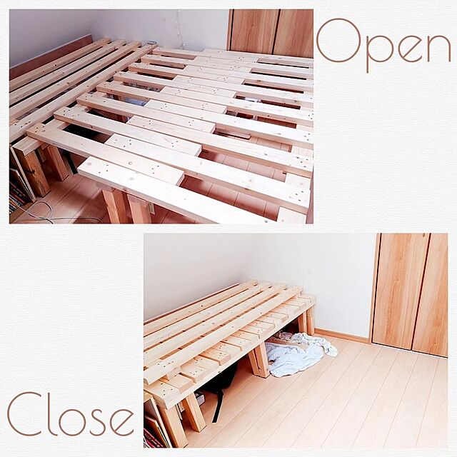 Bedroom,折りたたみ式,伸縮ベッド,伸縮式,DIY女子,手作り,DIY,北欧インテリア Mutsukiの部屋