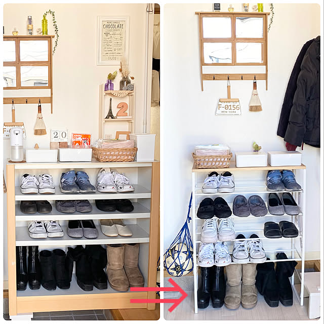 beforeafter,towerシリーズ,おうち見直し中,山崎実業,組立式,マスク収納,玄関ディスプレイ,スリムコートハンガー,玄関が明るくなった,スリムコートハンガータワー,ハンガーラック,スリムコートハンガーライン,サッカーボール,おうち見直しキャンペーン,ナチュラルインテリア,Entrance takubonchanの部屋