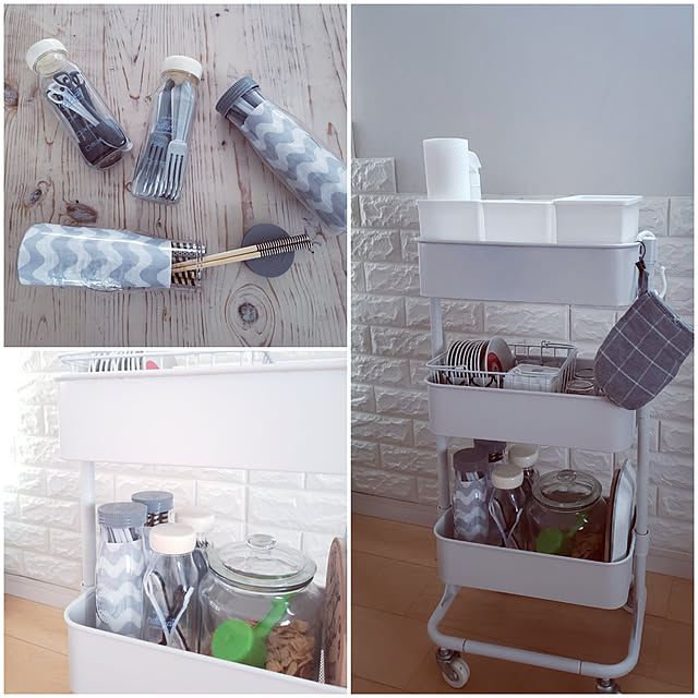 Kitchen,新商品買ったよ！,箸収納,立てて収納,セリア,キッチンモノトーン,グレー雑貨,セリアモノトーン,ペーパーナプキン,レトロレリーフ,カトラリー収納,保存容器,箸箱,モノトーン雑貨,モノトーン puritan_rの部屋