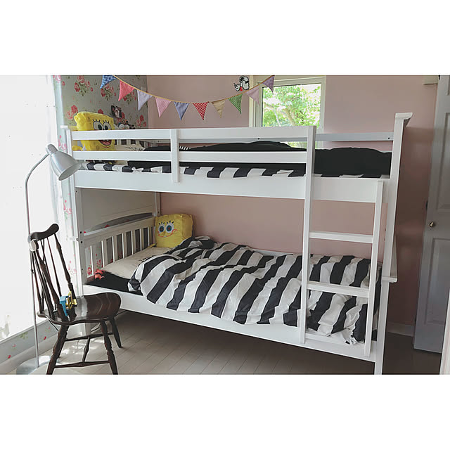 Bedroom,モノトーン,ニトリ,IKEA,子供部屋,子供部屋女の子,二段ベッド,モノトーンインテリア,白黒,ベッド,寝室,モノクロインテリア rrr...の部屋