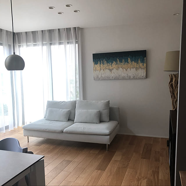 レースカーテン,リビング角,リビングインテリア,ソーデルハムン,IKEA,Lounge yu_iの部屋