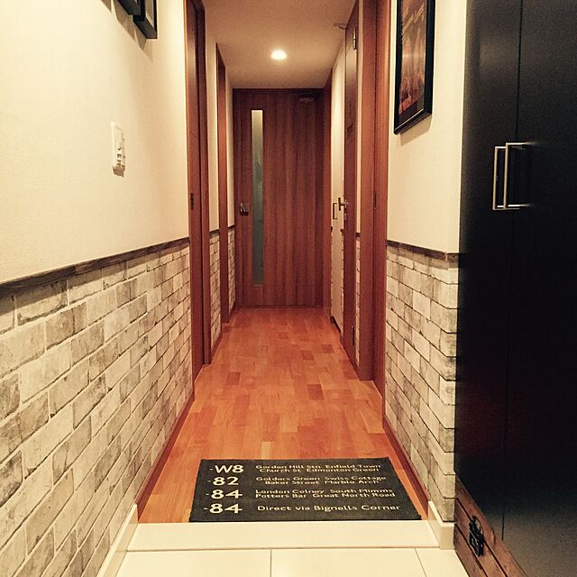 Entrance,廊下,レンガ壁紙,腰壁DIY,男前インテリア,いいね&フォローありがとうございます☆ ichiの部屋