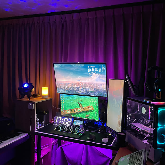 実家暮らし,PCデスク,Logicool,NZXT,無印良品,ASUS,steelseries,Echo Show5,自作PC,PC周り,Razer,リモートワークテーブル,blue,ゲーミング環境,ゲーム部屋,LG,acer,PCデスク周り,My Desk Rujuuの部屋