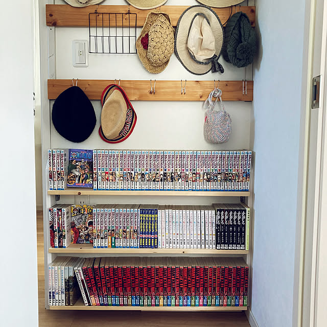 帽子掛け,帽子収納,壁活,廊下収納,漫画収納,My Shelf,DIY棚,ナチュラルインテリア norandの部屋