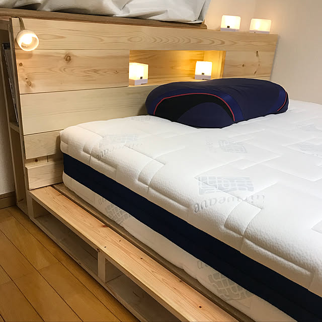 ナチュラル,DIY,ヒノキ,2×4,パレットベット,スノコベッド,パレットベッドdiy,Bedroom 9108810の部屋