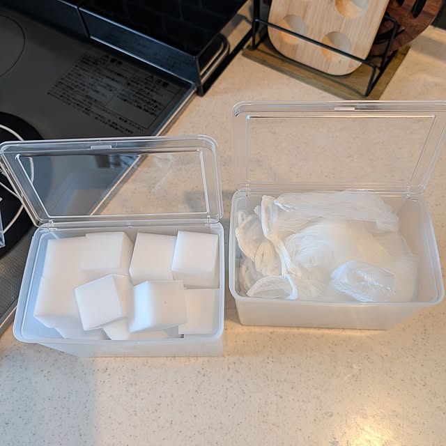 Kitchen,猫と暮らす家,猫と暮らす,猫との暮らし,セリア,セリア購入品,ジッパーバッグ収納,水切りネット,水切りネット収納,メラミンスポンジ,メラミンスポンジ収納 lovepeaceの部屋