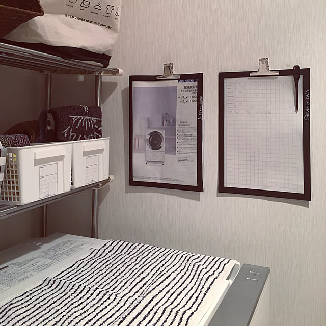Bathroom,3COINS,seria,Panasonic洗濯機,クリップ,暮らしの知恵,クリアファイル活用,マステ貼りました shimaの部屋