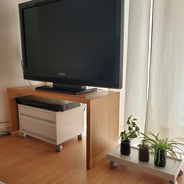 Lounge,無印良品コの字家具,テレビ台,ハイドロカルチャー観葉植物 asamaoの部屋