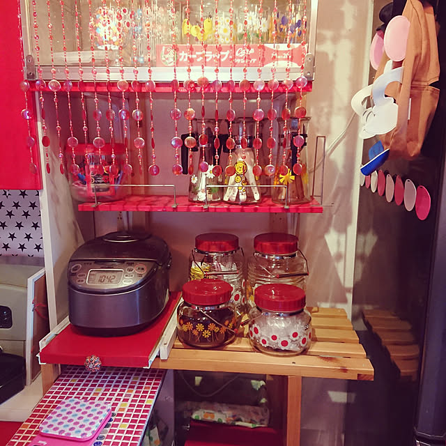 Kitchen,赤のある暮らし,カラフル,レトロ,レトロポップ,DIY,アデリアレトロ,モザイクタイル DIY xxxakyxxxの部屋